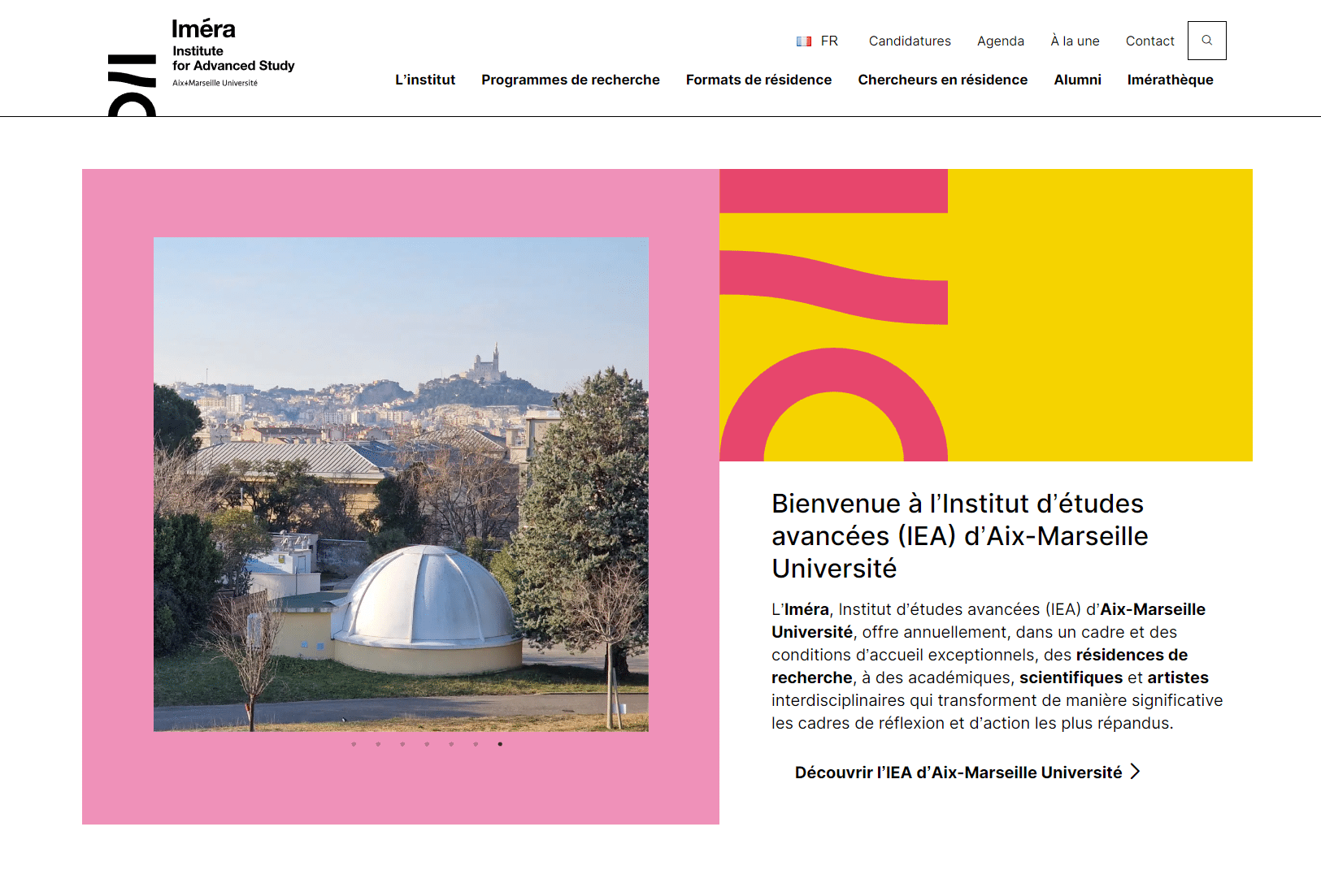 Page d'accueil du site de l'Iméra